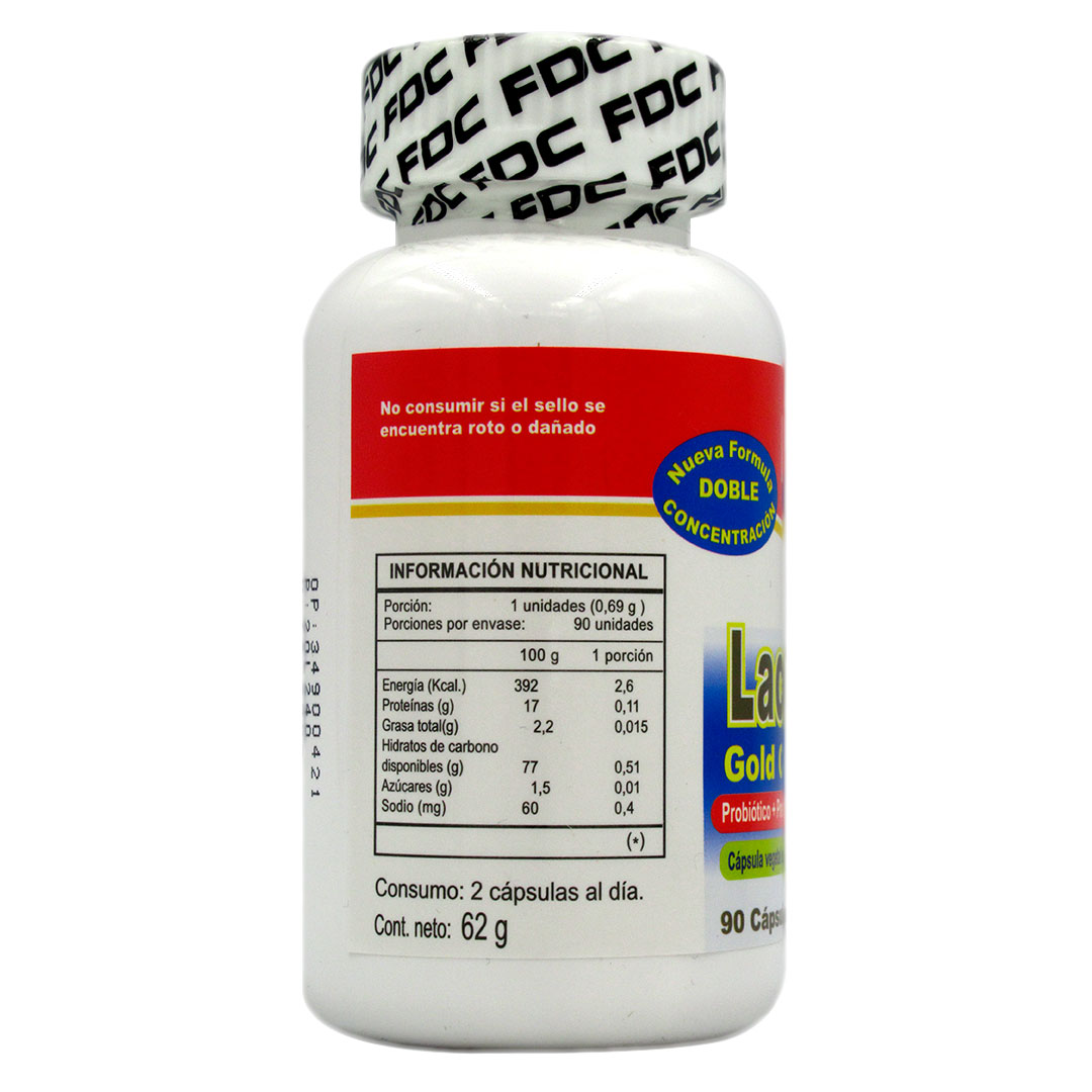 Probióticos y Prebióticos LactoPhit Gold Care 90 capsulas Marca FDC - Imagen 2