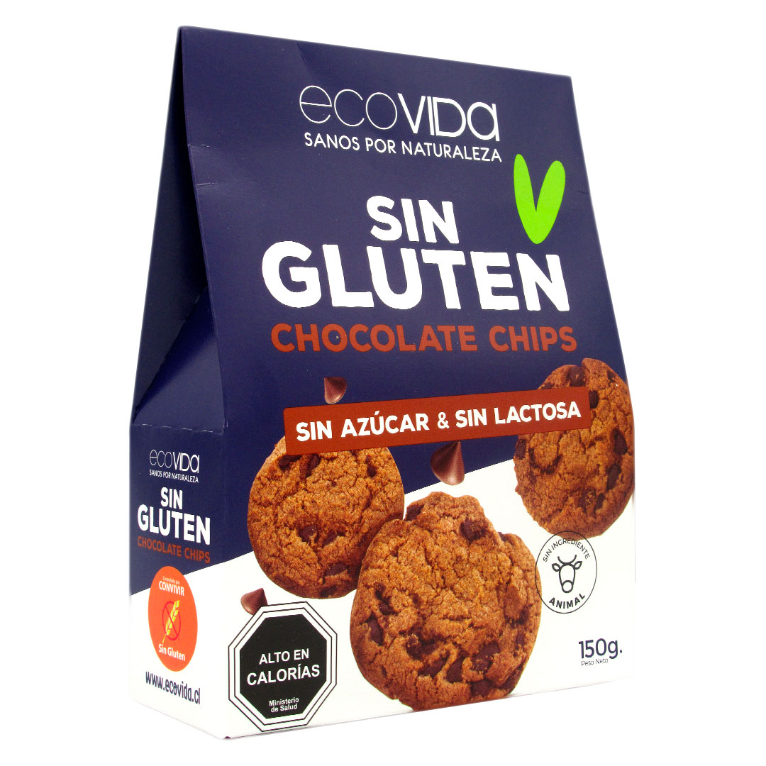 Galletas Veganas Chocolate Chips, Sin Azúcar,Sin Gluten, 150 grs, marca