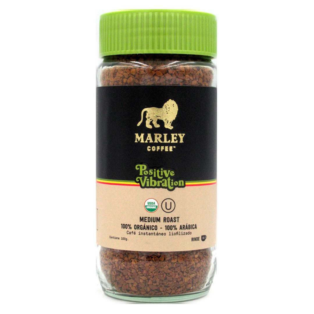 Café Instantaneo Liofilizado, 100% Organico, Arabico, Tostado Medio, 100 gr, Marca MARLEY Coffee 1 Café Instantaneo Liofilizado, 100% Organico, Arabico, Tostado Medio, 100 gr, Marca MARLEY Coffee