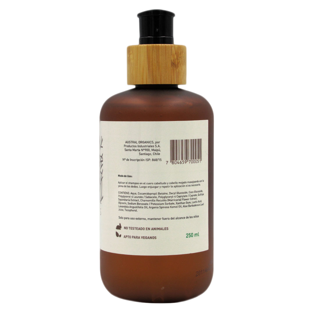 Shampoo Organico Manzanilla Quillay Aloe Vera y Argan 250 ml Marca