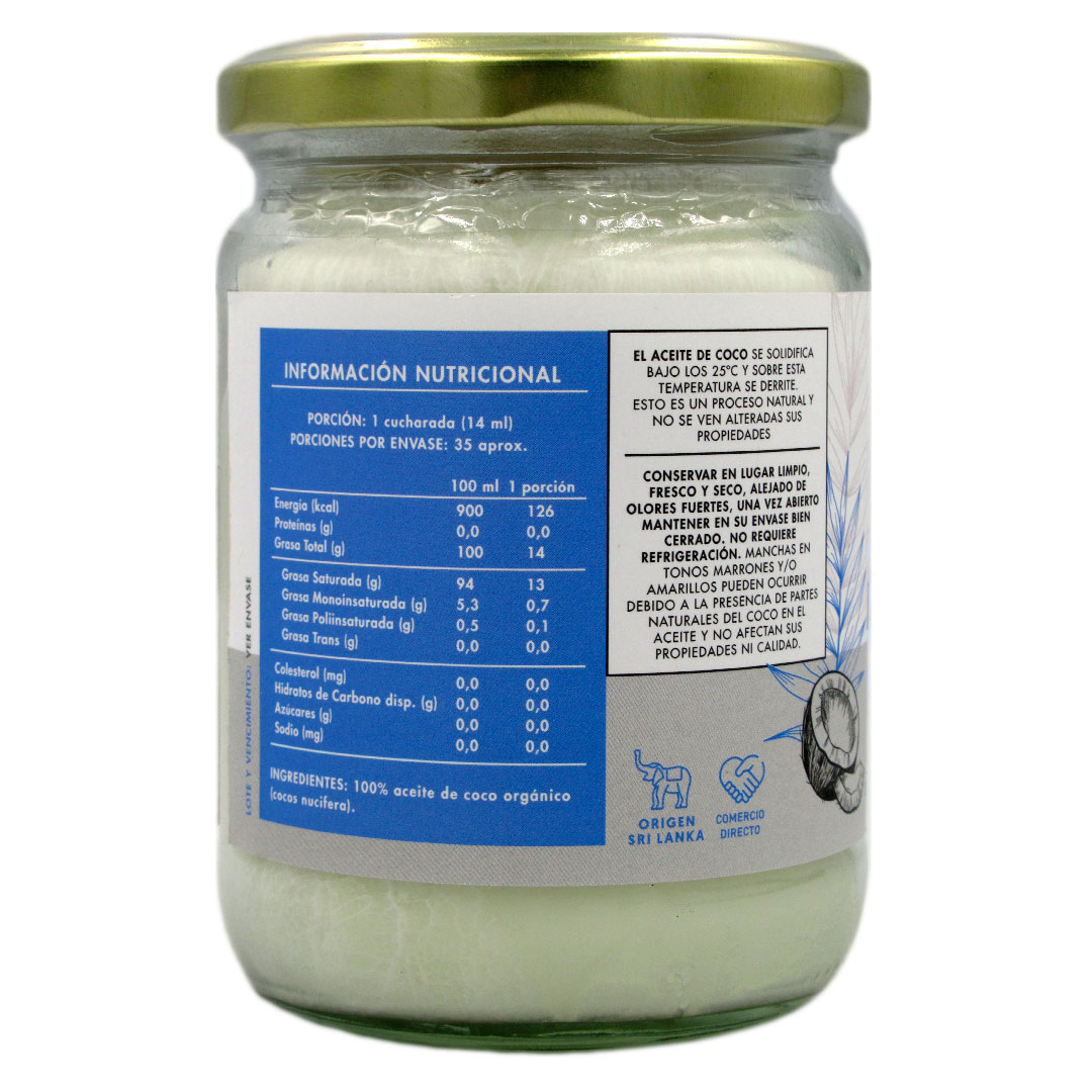 Aceite de Coco Organico sin sabor sin olor 500 ml Marca Manare - Imagen 2