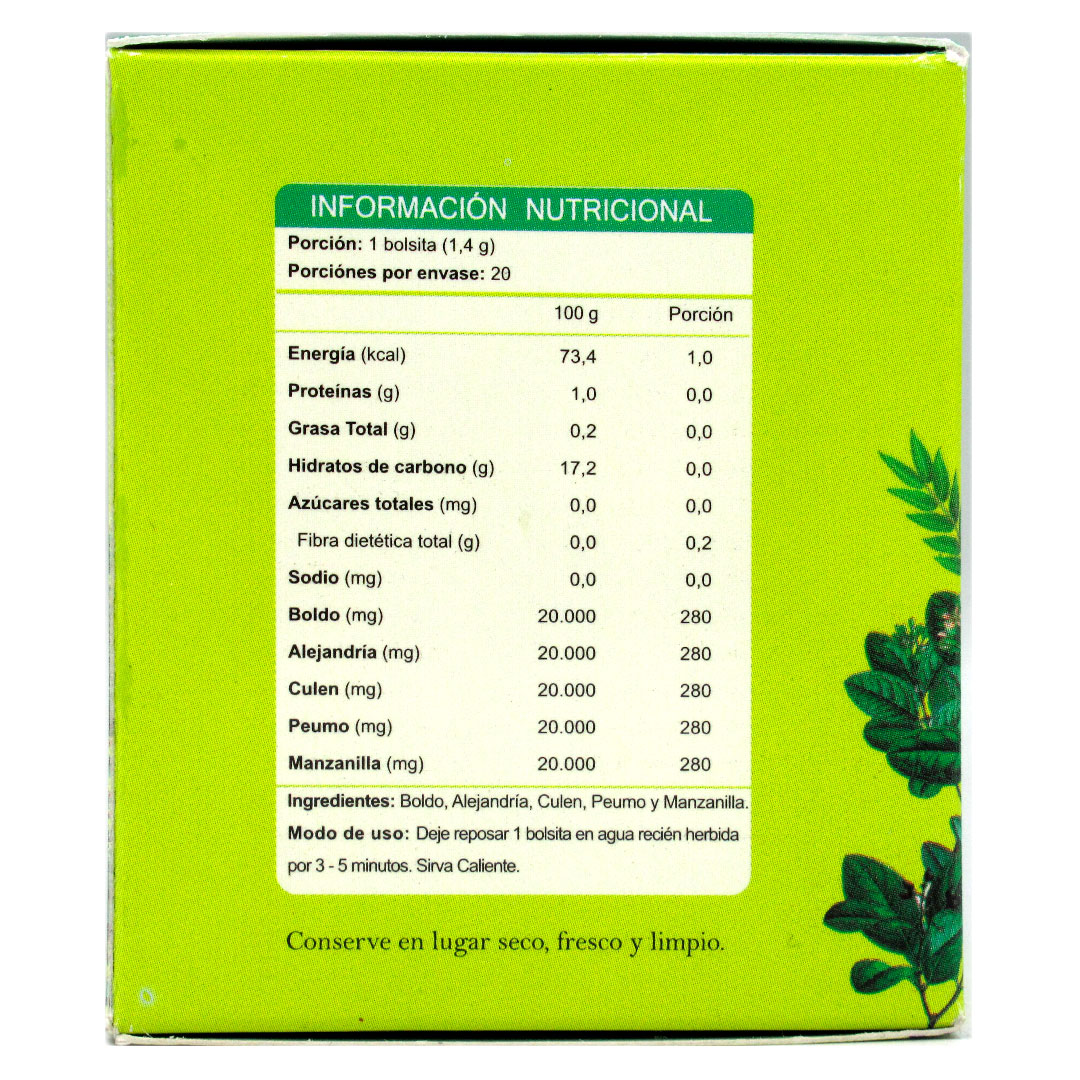 Infusion Herbal Tea Boldo 20 Bolsas Marca FNL - Imagen 2