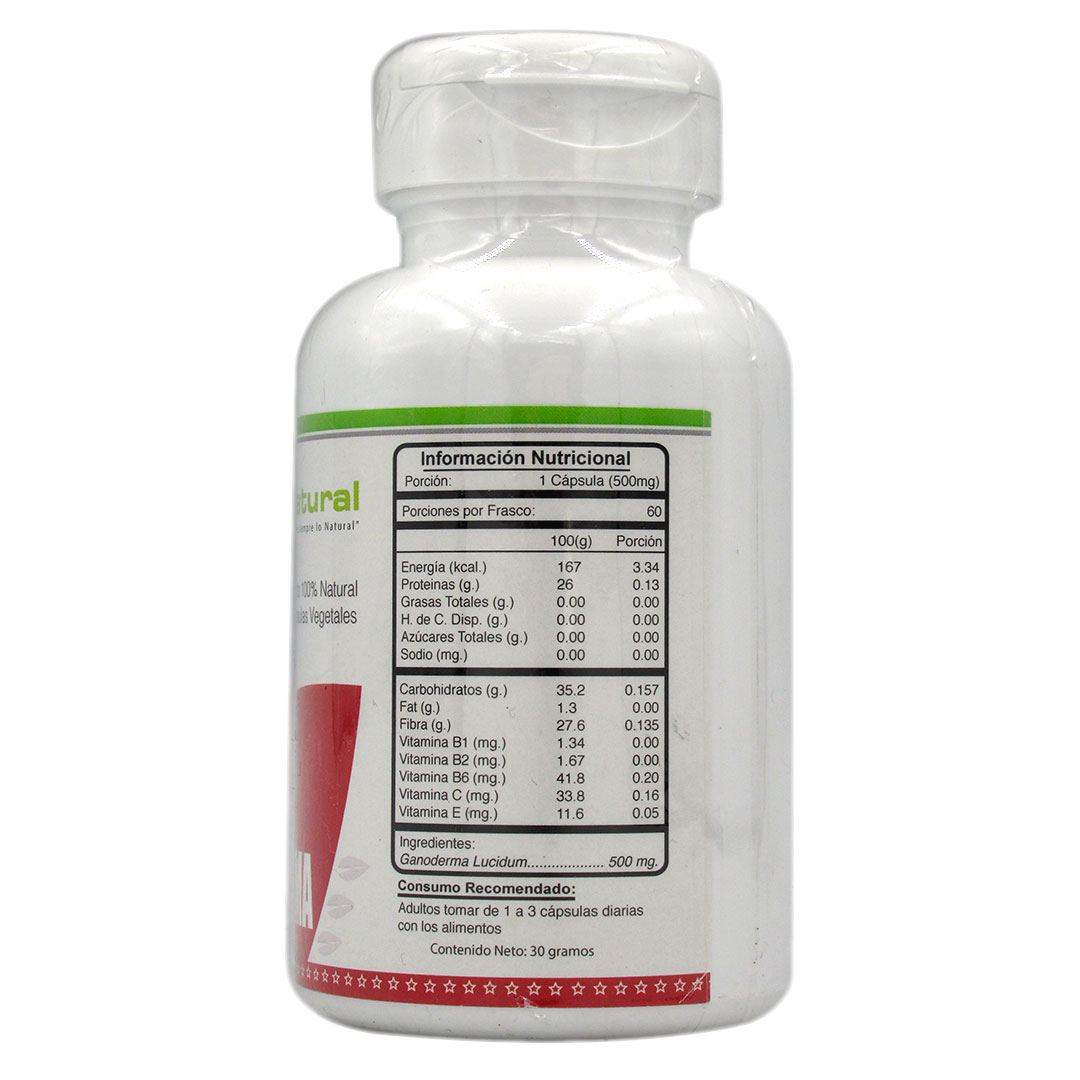 Ganoderrma 500mg 60 Capsulas Vegetales marca Health Naturals - Imagen 2