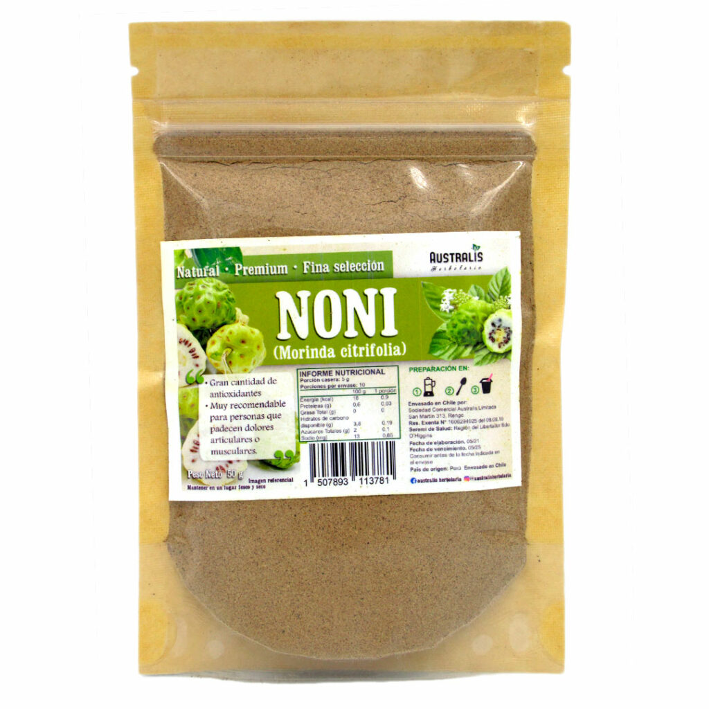 Noni en Polvo, 50 grs, Marca Australis Tremus