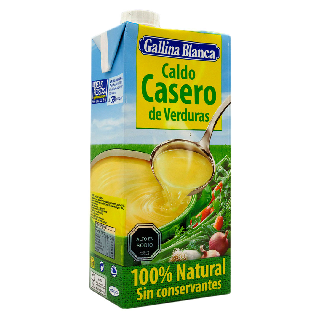 Caldo Casero de Verduras 100% Natural, sin conservantes, 1000 ML, marca Gallina  Blanca - Tremus