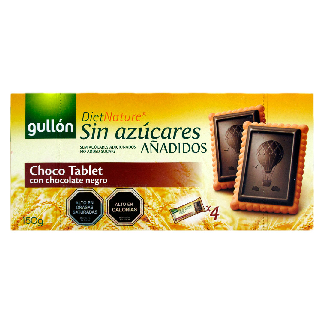 Galletas Choco Tablet con chocolate negro sin azucar añadida 150 grs marca gullon - Imagen 3
