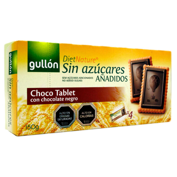 Galletas Choco Tablet con chocolate negro sin azucar añadida 150 grs marca gullon