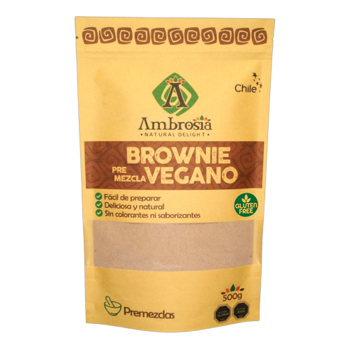 Mezcla para Hornear Brownies de Chocolate Vegana y Libre de Gluten 500grs marca Ambrosia