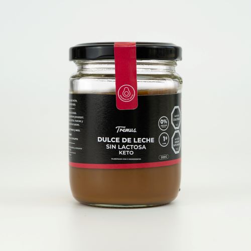 Dulce de Leche Sin Lactosa, Keto Sin Azúcar 200 gr Marca Tremus