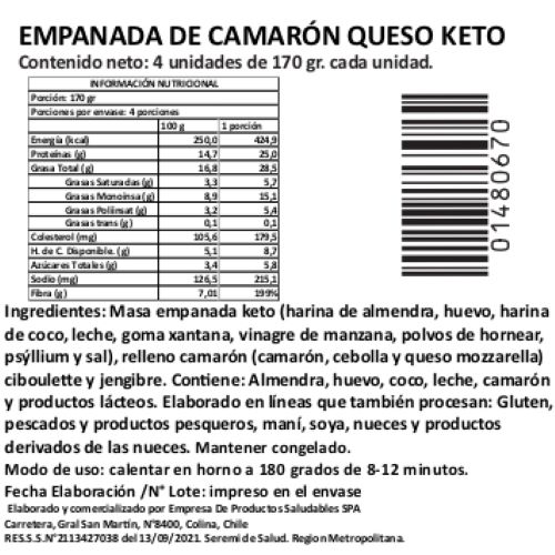 Empanada de Camarón Queso Keto, 4 unidades (640 g), Tremus - Imagen 2