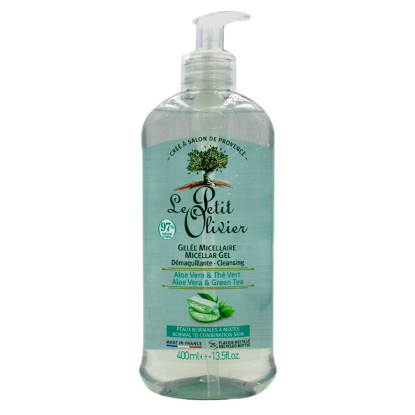 Gel Micelar Desmaquillante Con Aloe Vra y Té Verde 400 ml Marca Le Petit Olivier