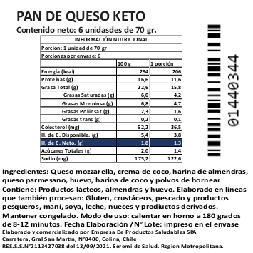 (D) Pan De Queso Keto Sin Conservantes 6 Unidades Marca Tremus - Imagen 4