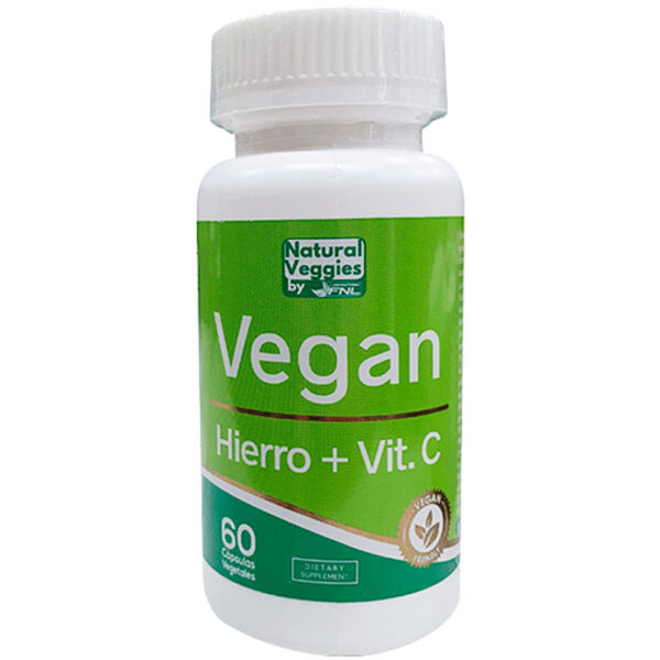 Hierro + Vitamina C Vegano 60 cápsulas Vegetales Marca FNL
