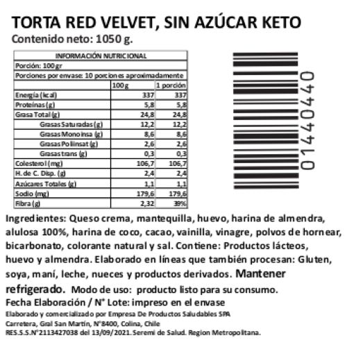 (D) Torta Red Velvet Keto Marca Tremus - Imagen 2