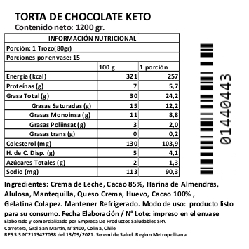 Torta de Chocolate Keto 1200 gr aprox Marca Tremus - Imagen 4