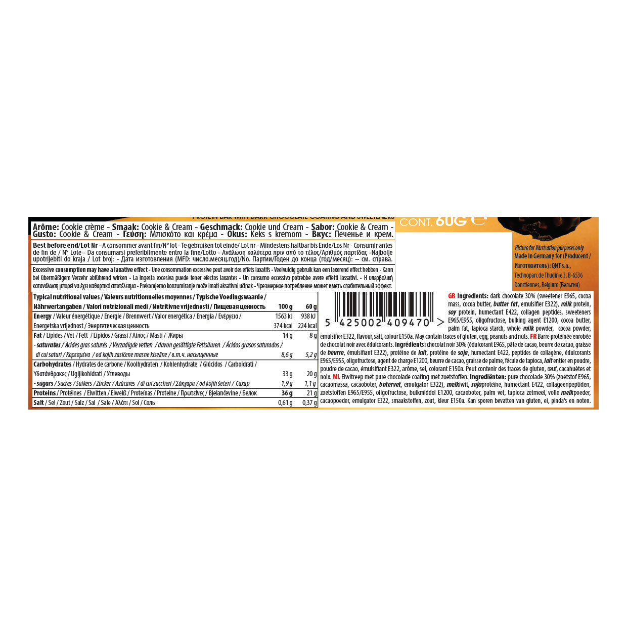 Barra de Proteinas Joy 36% Sabor Chocolate Cookies Bajo en Azucar 60g Marca QNT 2 Barra de Proteinas Joy 36% Sabor Chocolate Cookies Bajo en Azucar 60g Marca QNT - Imagen 2