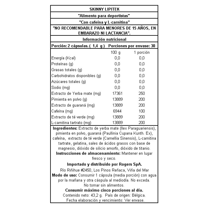 Quemador de Grasa Lipitek Mix Energético y L-Carnitina 60 capsulas Marca Easy Body - Imagen 2
