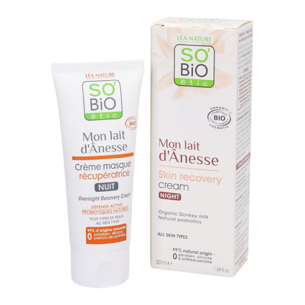 Crema Recuperativa de Noche Leche de Burra, 50 ml, Marca So Bio