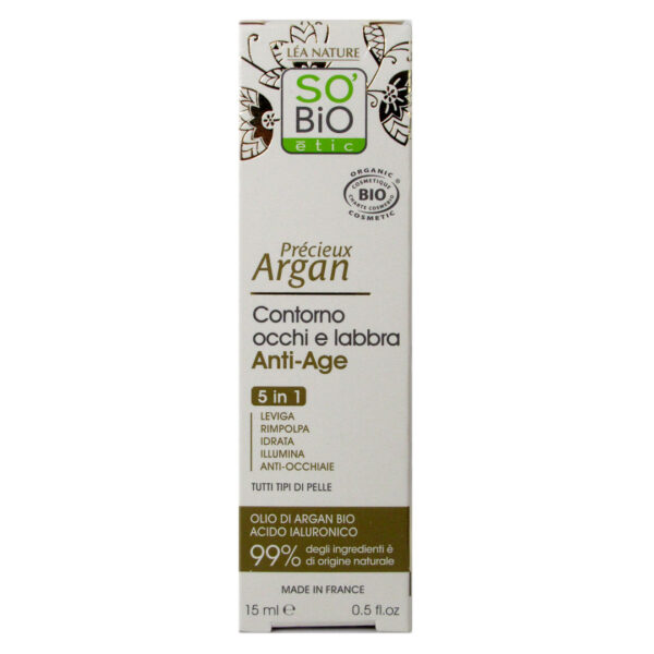 Contorno de Ojos y Labios con Aceite de Argan, 15 ml, Marca So Bio