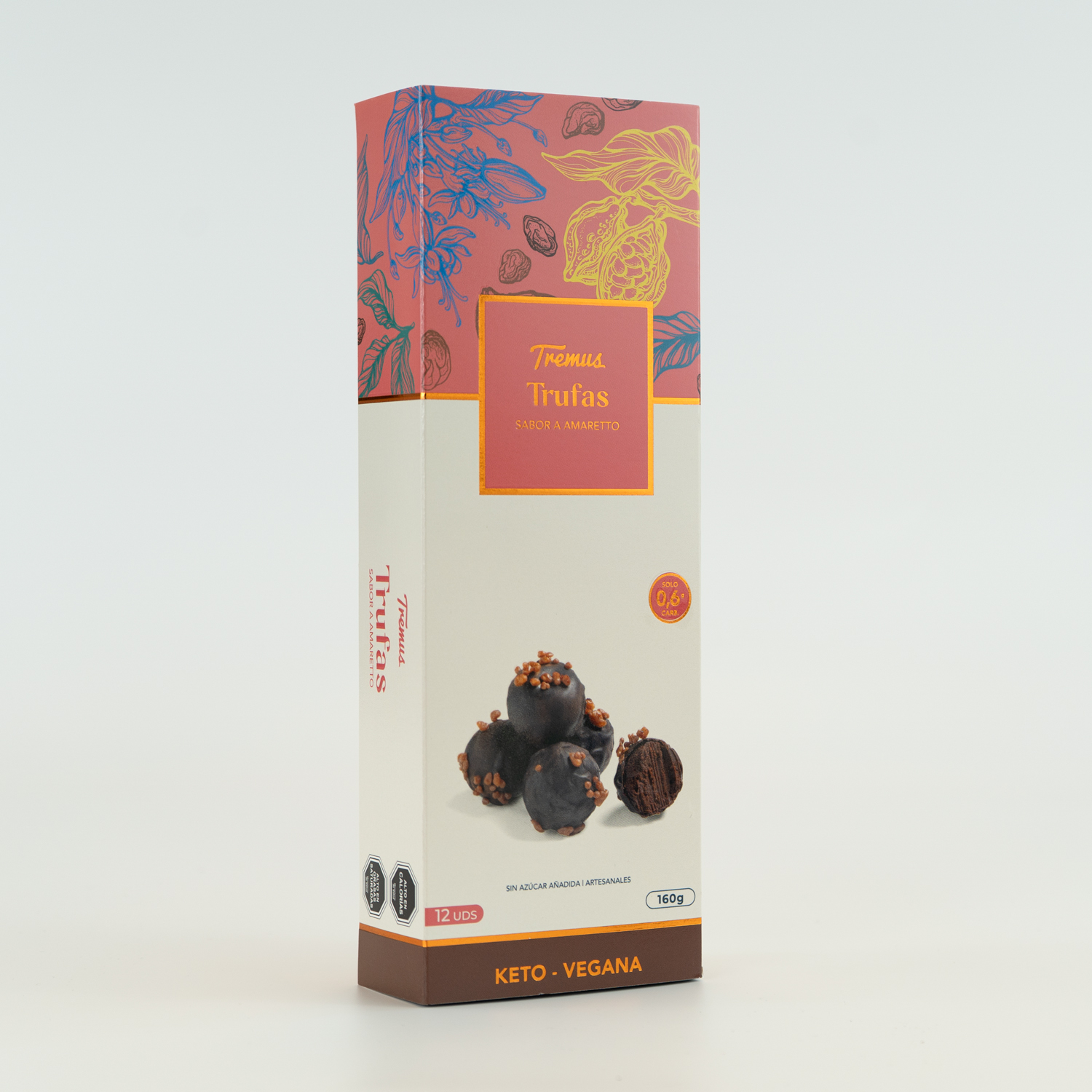 Trufas Sabor Amaretto Keto, Veganas, Sin Azúcar Añadida, 160 g, Tremus - Imagen 2