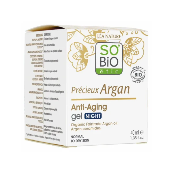 Gel de Aceite de Argan Anti Edad De Noche 40 ml Marca So Bio.