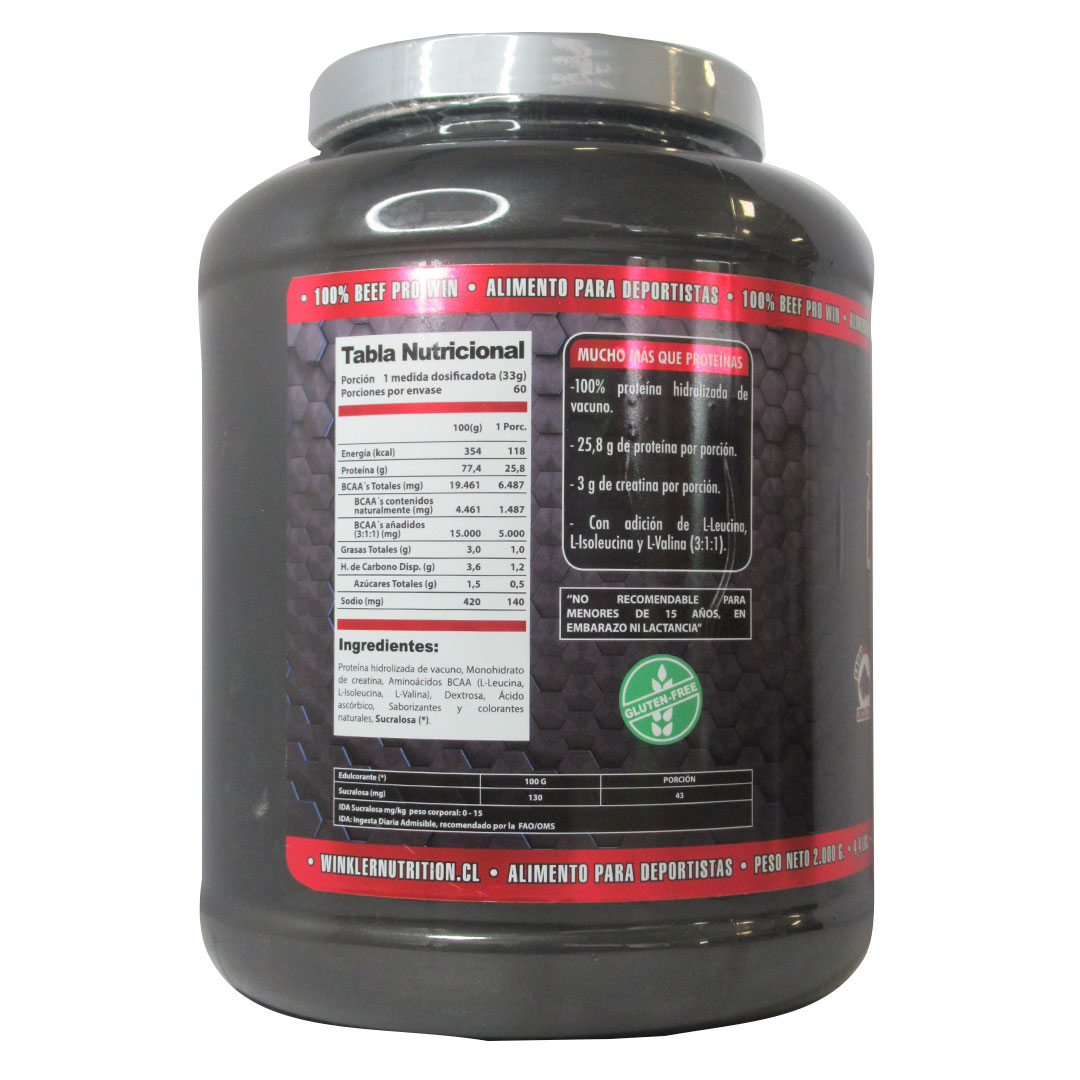 Beef Pro Win Sabor Chocolate Suizo 2kg Marca Winkler Nutrition - Imagen 2