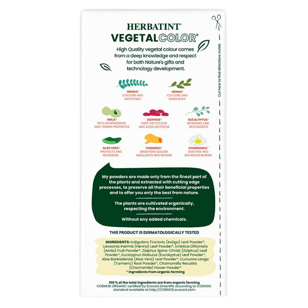 Tinte en Polvo Organico 100 % Vegetal Hot Chocolate Vegano 100 g Marca Herbatint - Imagen 2