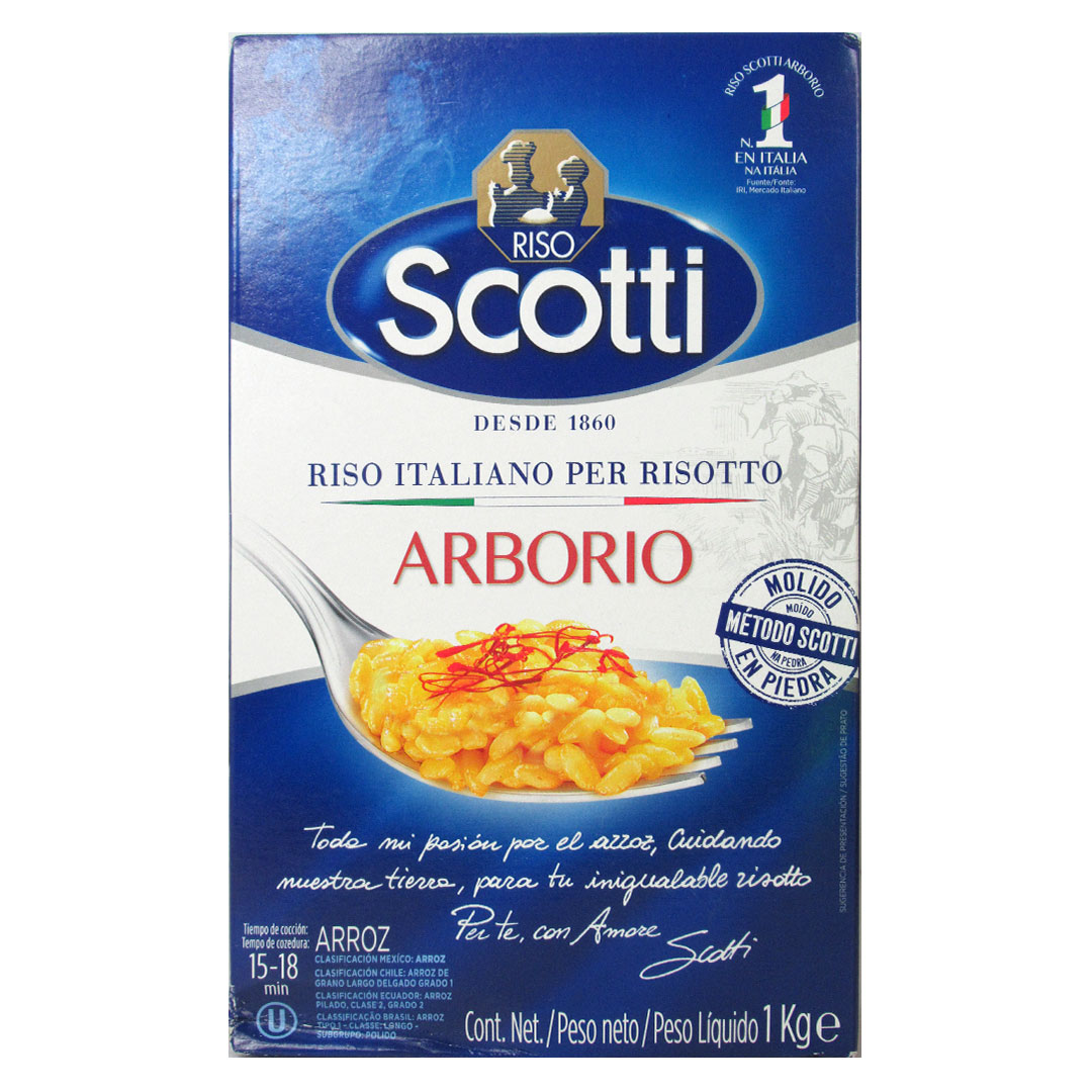 Arroz Arborio Riso Italiano, Sin Gluten, 1Kg, marca Rice Scotti Tremus