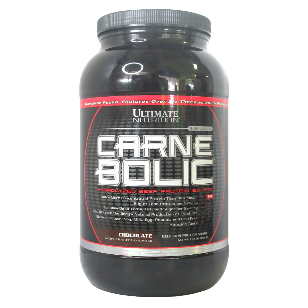 Proteina CARNEBOLIC, Sabor Chocolate, Sin Lactosa, 870 g, Marca Ultimate Nutrition