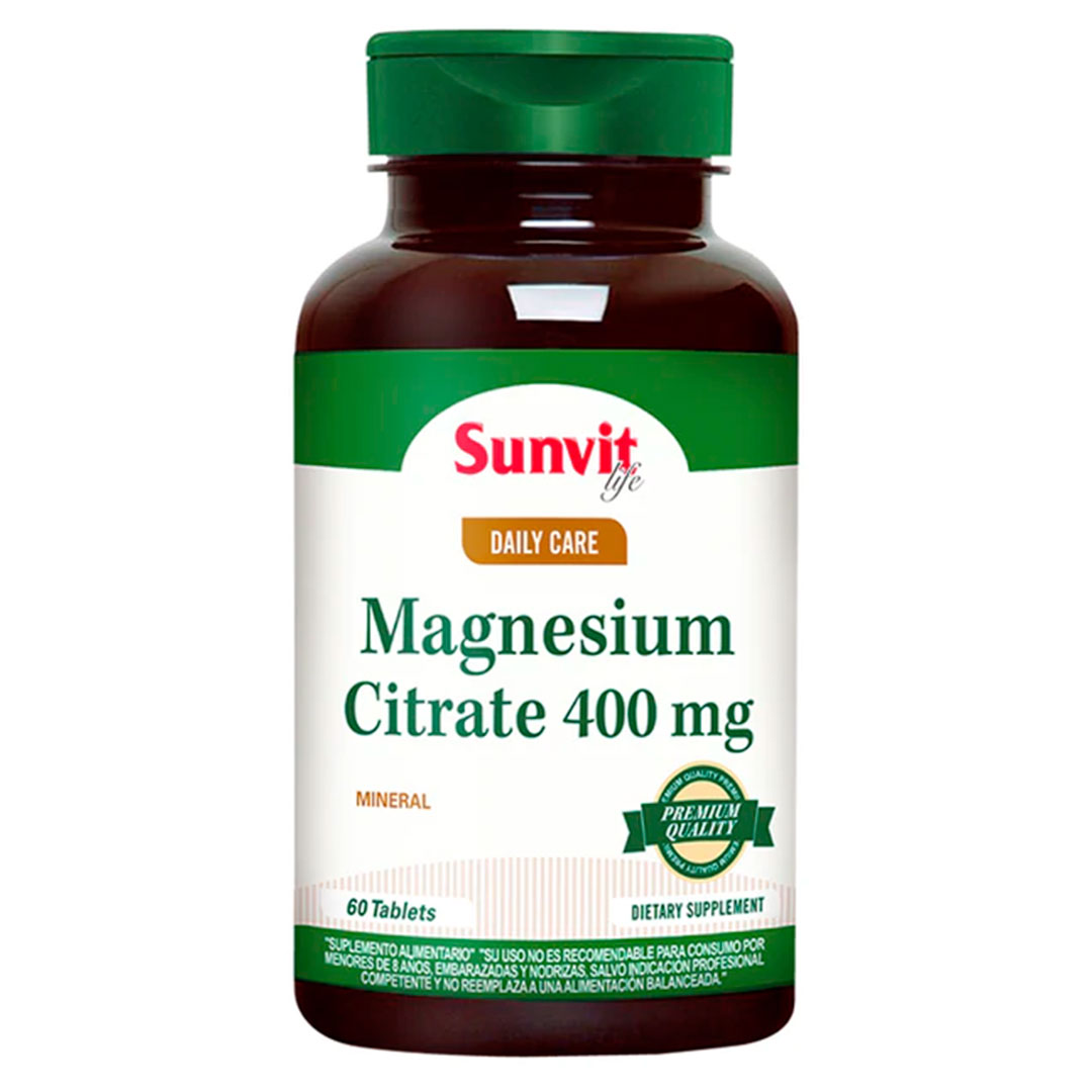 Citrato de Magnesio 400 mg 60 Tabletas Marca Sunvitlife 1 Citrato de Magnesio 400 mg 60 Tabletas Marca Sunvitlife