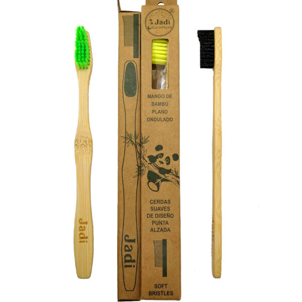Cepillo de Dientes Adulto con mango de Bambu Plano Ondulado cerdas suaves Marca Jadi