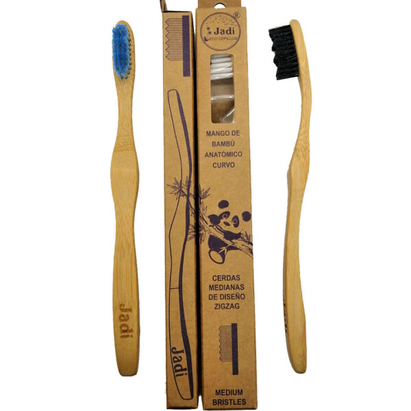 Cepillo de Ortodoncia con mango de Bambu Anatomico Rectangular + 8 Años cerdas medianas Marca Jadi