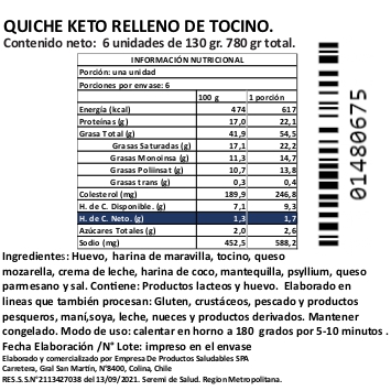 Descontinuado Quiche Individual Lorraine Keto 130 ger c/u 6 Unidades Marca Tremus 2 Descontinuado Quiche Individual Lorraine Keto 130 ger c/u 6 Unidades Marca Tremus - Imagen 2