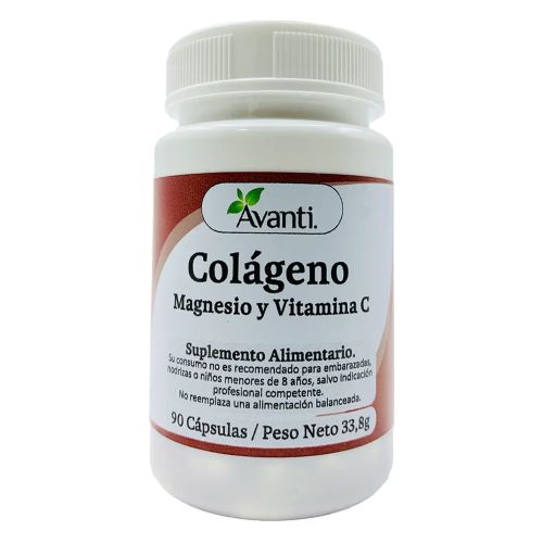 Colágeno Magnesio y Vitamina C  90 cápsulas Marca Avanti