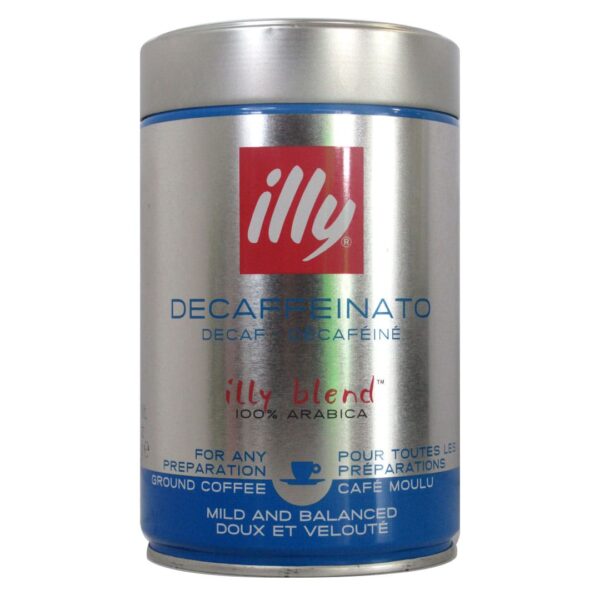 Café molido descafeinado lata 250 Grs Marca illy