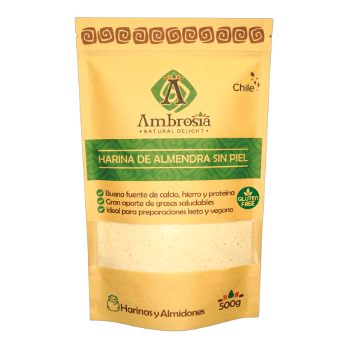 Harina de Almendra sin piel S/Gluten 500 grs, marca Ambrosia