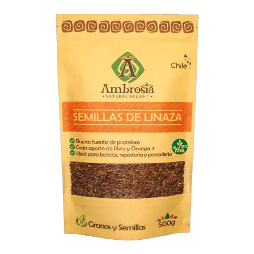Semilla de Linaza Libre de Gluten 500 grs Marca Ambrosia