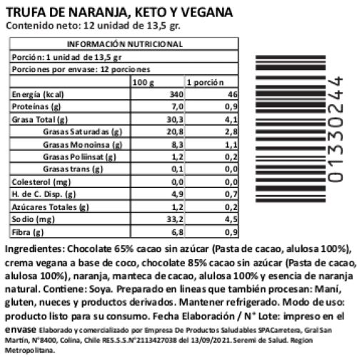 Trufas Sabor Naranja Keto, Veganas, Sin Azúcar Añadida, 160 g, Tremus - Imagen 4