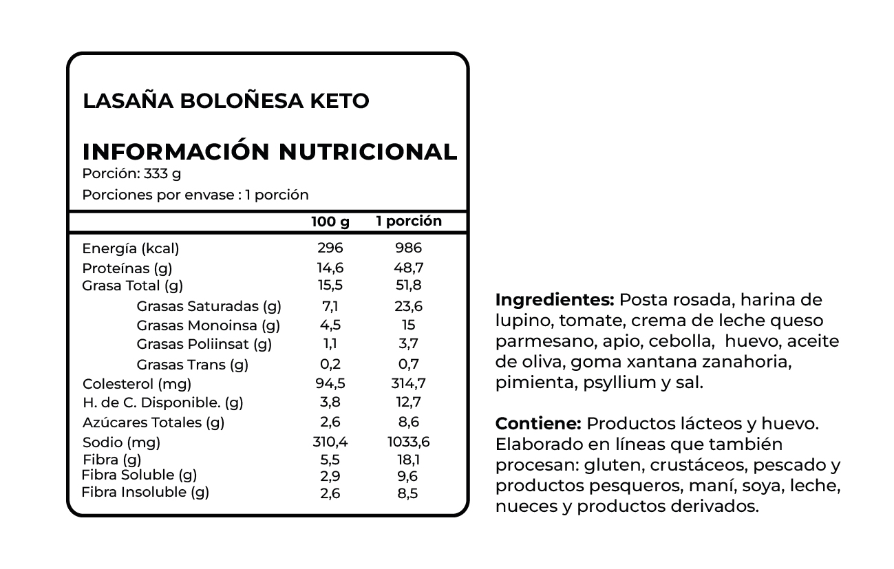 Lasaña Boloñesa Keto Individual, 333 g, Tremus - Imagen 2