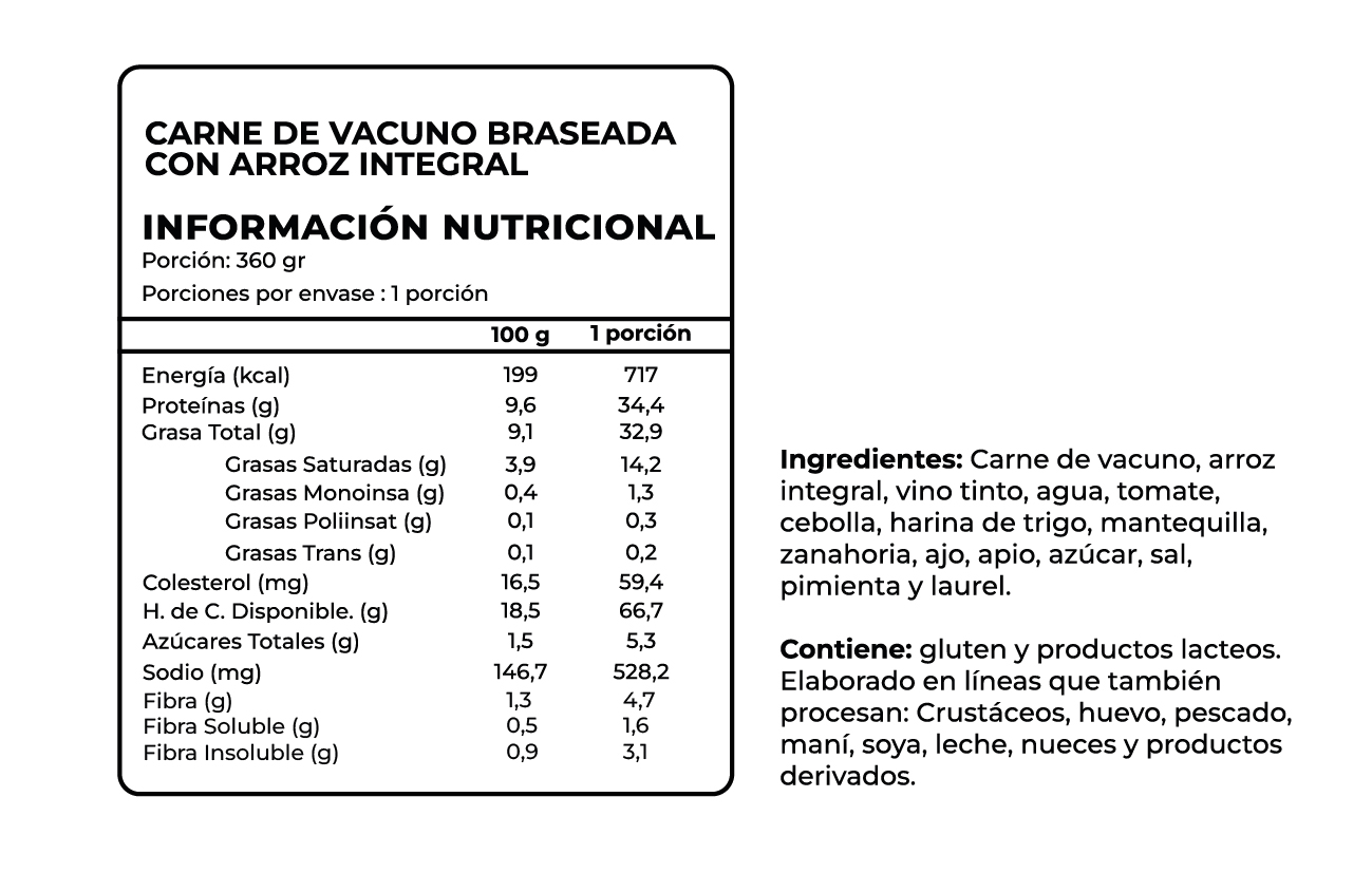 (D) Carne de Vacuno Braseada con Arroz Integral, 360 g, Tremus - Imagen 3