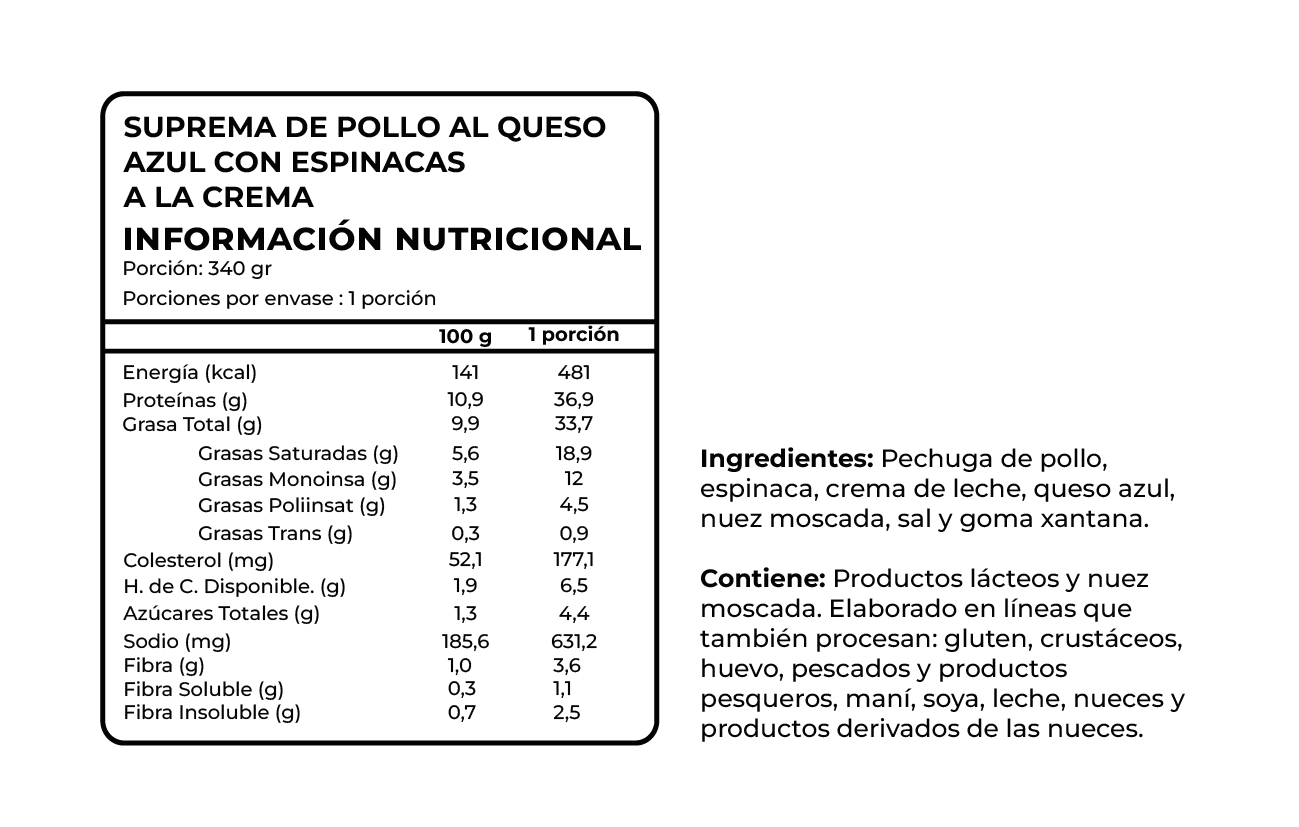 Suprema de Pollo Rellena con Queso Azul y Espinacas a la Crema, Keto, 340 g, Tremus - Imagen 5