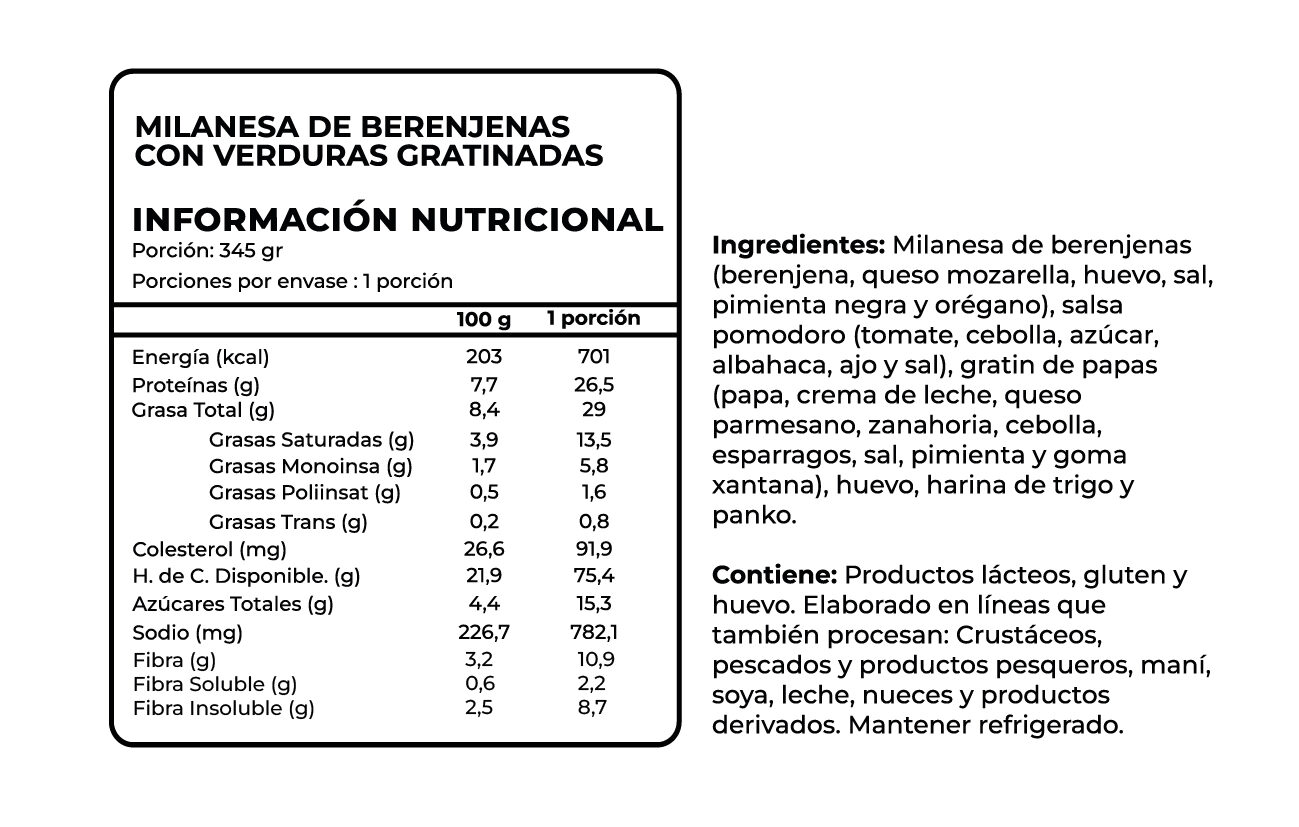 Milanesa de Berenjenas con Gratín de Papa y Verduras Vegetariano Tremus - Imagen 2