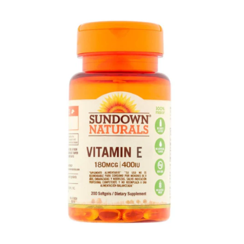 Vitamina E 180 mg 400IU 200 capsula blanda Marca Sundown