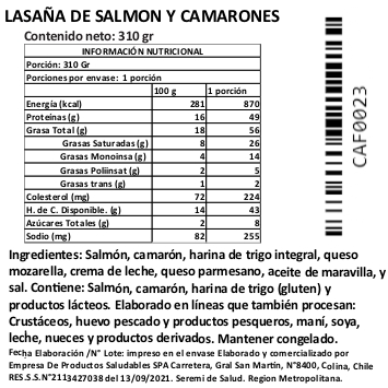 Lasaña Camarón Salmón Tradicional Individual, Marca Tremus - Imagen 2