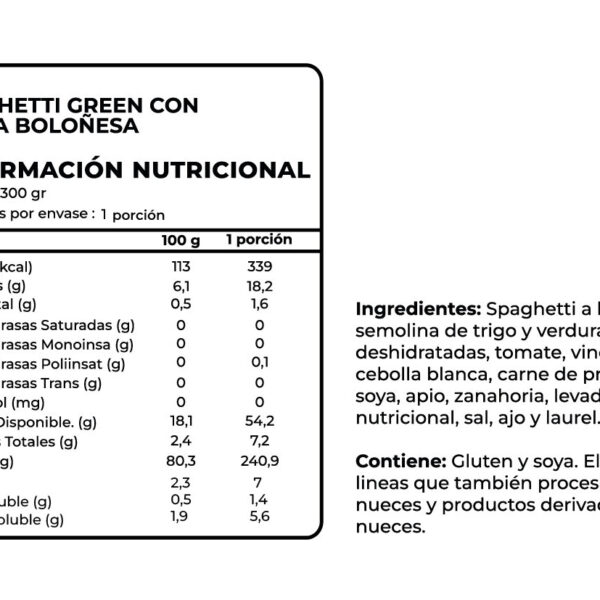 (D) Spaghetti Green con Salsa Boloñesa Vegana, 300 g, Tremus 3 CAF0121 modificado rotated