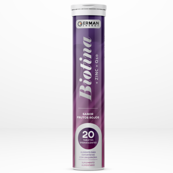 Biotina Zin Q10 Sin Gluten Sabor Frutos Rojos 20 Tabletas Efervescentes Marca German Energy