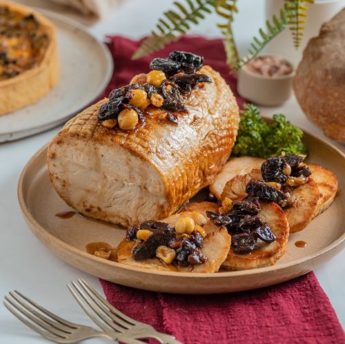 Pavo Navideño, relleno con Ciruelas, Tocino y Avellanas Europeas, 950 grs, Marca Tremusss - Imagen 2