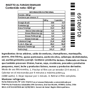 (D) Risotto al Funghi Formato Familiar 600 grs Marca Tremus 3 (D) Risotto al Funghi Formato Familiar 600 grs Marca Tremus - Imagen 3
