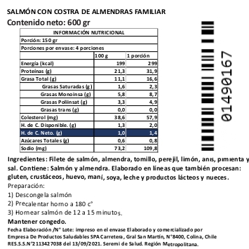Salmón en costra de Almendras, Keto Familiar, 600 grs Marca Tremus - Imagen 3