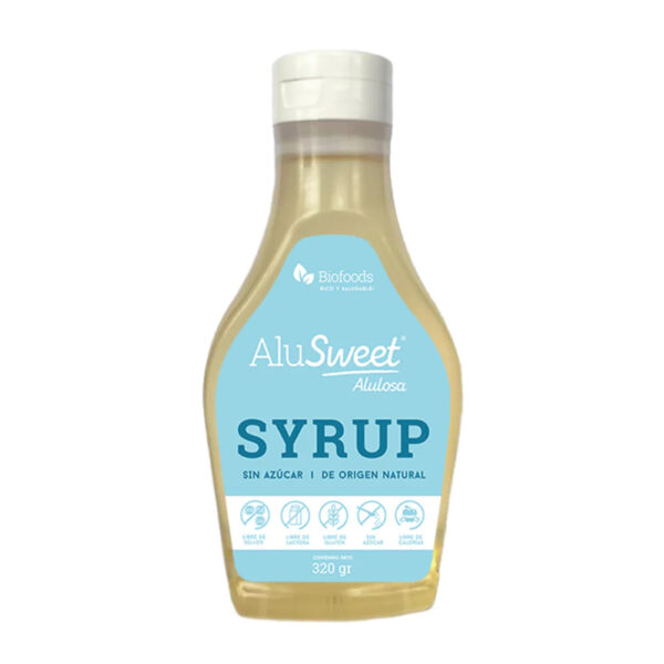 Alulosa Syrup Original Sin Azucar Libre de Gluten-Lactosa 320 gr Marca Biofoods